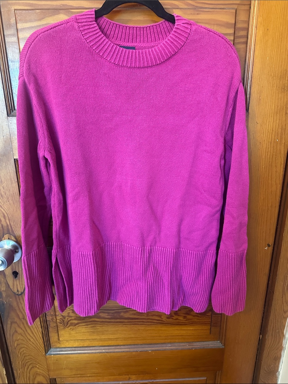 Oversized Crewneck Women's Sweater in Bright Pink